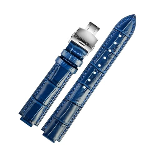 LMPVPDGADZ Leder Armband Fit for Ballon Bleu Handgelenk Band Männer Weibliche Konvexen Lederband 14 * 8mm 18 * 11mm 20 * 12mm Mode Armband(Royal blue silver B,14-8mm) von LMPVPDGADZ