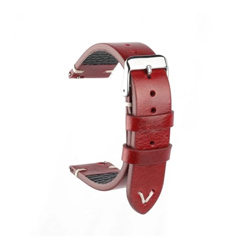 LMPVPDGADZ Leder Braun Handgemacht Uhrenarmband 18mm 19mm 20mm 22mm Uhrenarmband Crack Muster Armband Gürtel Schnellverschluss Bar(Black 01,20mm) von LMPVPDGADZ