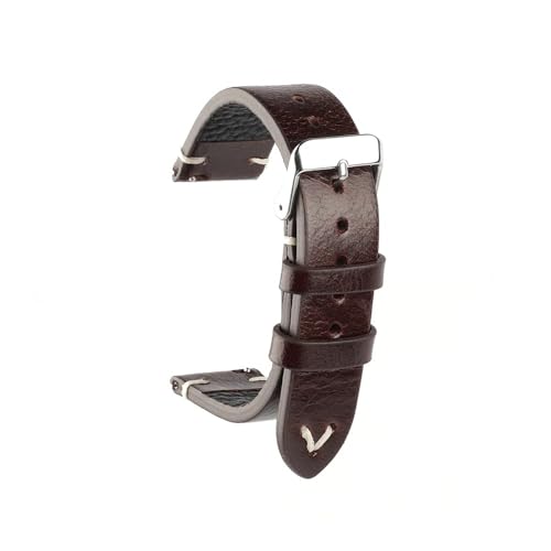 LMPVPDGADZ Leder Braun Handgemacht Uhrenarmband 18mm 19mm 20mm 22mm Uhrenarmband Crack Muster Armband Gürtel Schnellverschluss Bar(Coffee,22mm) von LMPVPDGADZ