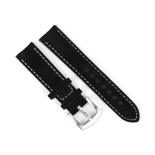 LMPVPDGADZ Leder-Uhrenarmband 18 mm 19 mm 20 mm 22 mm handgefertigtes Armband grau braun Ersatzgürtel passend for Uhrenzubehör(Black,20mm) von LMPVPDGADZ