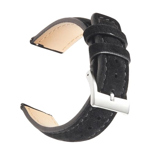 LMPVPDGADZ Leder-Uhrenarmband 18 mm 19 mm 20 mm 22 mm handgefertigtes Armband grau braun Ersatzgürtel passend for Uhrenzubehör(Black 1,22mm) von LMPVPDGADZ