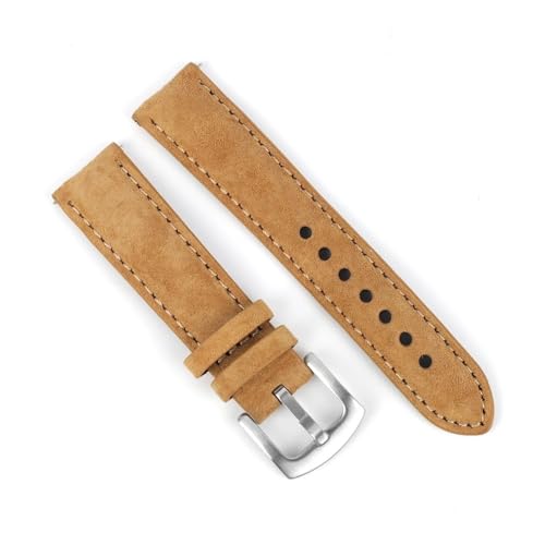 LMPVPDGADZ Leder-Uhrenarmband 18 mm 19 mm 20 mm 22 mm handgefertigtes Armband grau braun Ersatzgürtel passend for Uhrenzubehör(Tan,22mm) von LMPVPDGADZ