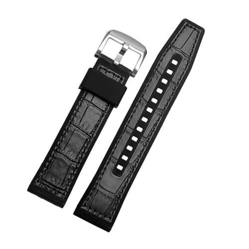 LMPVPDGADZ Leder mit Silikon-Unterseite, passend for SRPD76K1 SRPE80K1 SRPE79K1 Armband, Sportarmband, 22 mm, Schwarz, Braun(Black A silver) von LMPVPDGADZ