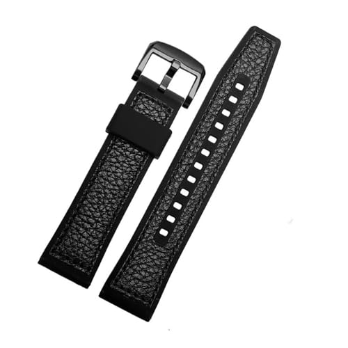 LMPVPDGADZ Leder mit Silikon-Unterseite, passend for SRPD76K1 SRPE80K1 SRPE79K1 Armband, Sportarmband, 22 mm, Schwarz, Braun(Black black) von LMPVPDGADZ