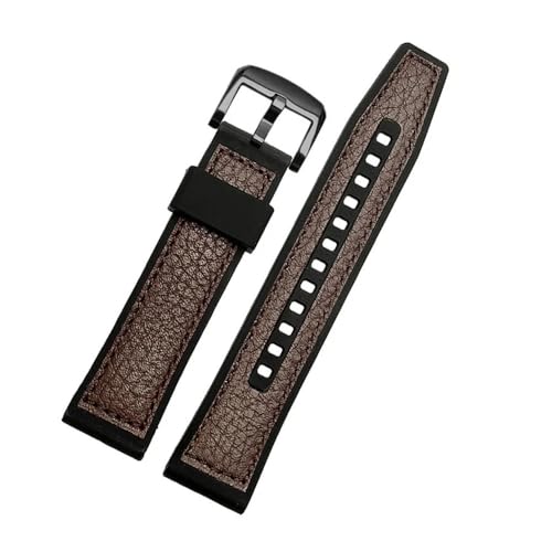 LMPVPDGADZ Leder mit Silikon-Unterseite, passend for SRPD76K1 SRPE80K1 SRPE79K1 Armband, Sportarmband, 22 mm, Schwarz, Braun(Brown black) von LMPVPDGADZ