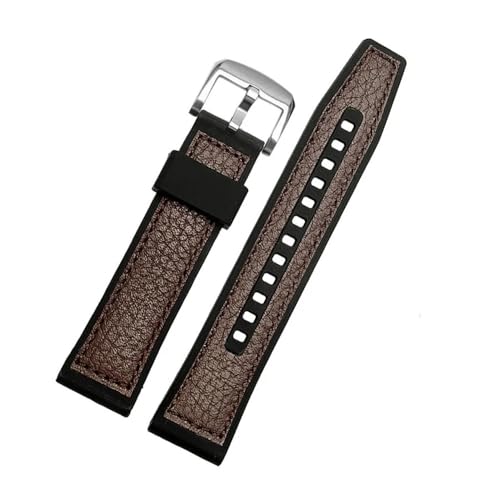 LMPVPDGADZ Leder mit Silikon-Unterseite, passend for SRPD76K1 SRPE80K1 SRPE79K1 Armband, Sportarmband, 22 mm, Schwarz, Braun(Brown silver) von LMPVPDGADZ