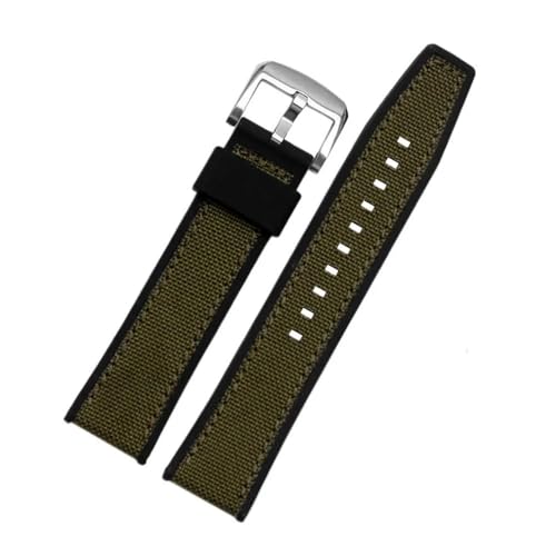 LMPVPDGADZ Leder mit Silikon-Unterseite, passend for SRPD76K1 SRPE80K1 SRPE79K1 Armband, Sportarmband, 22 mm, Schwarz, Braun(Nylon green silver) von LMPVPDGADZ