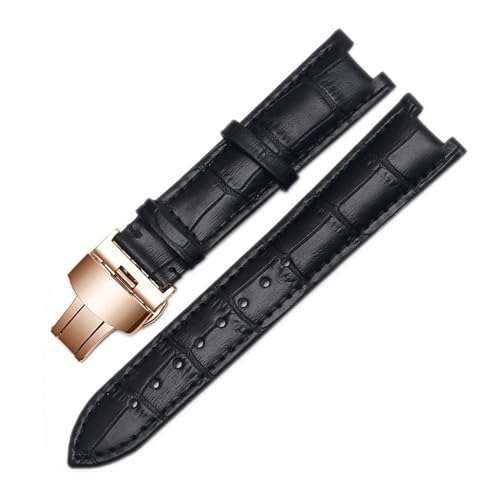 LMPVPDGADZ Lederarmband, passend for GC-Armband, 22 x 13 mm, 20 x 11 mm, gekerbtes Armband mit Edelstahlschnalle(Black rose gold,20-11mm) von LMPVPDGADZ
