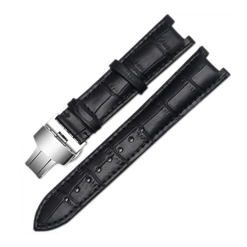 LMPVPDGADZ Lederarmband, passend for GC-Armband, 22 x 13 mm, 20 x 11 mm, gekerbtes Armband mit Edelstahlschnalle(Black silver,22-13mm) von LMPVPDGADZ