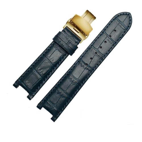 LMPVPDGADZ Lederarmband, passend for GC-Armband, 22 x 13 mm, 20 x 11 mm, gekerbtes Armband mit Edelstahlschnalle(Blue gold,22-13mm) von LMPVPDGADZ