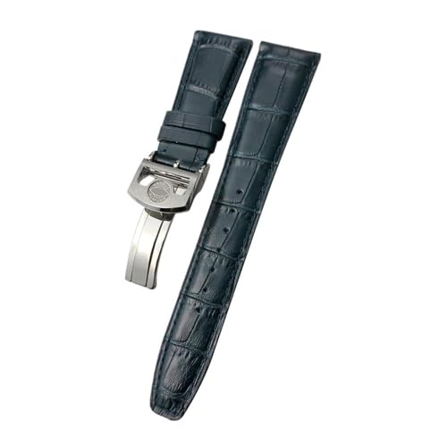 LMPVPDGADZ Lederarmband 20 mm 21 mm 22 mm, passend for IWC PORTUGIESER, passend for PORTOFINO, klassische Textur, schwarz-blaues Rindsleder-Uhrenarmband(Antique Black,20mm) von LMPVPDGADZ