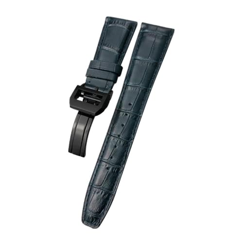 LMPVPDGADZ Lederarmband 20 mm 21 mm 22 mm, passend for IWC PORTUGIESER, passend for PORTOFINO, klassische Textur, schwarz-blaues Rindsleder-Uhrenarmband(Black Gray,20mm) von LMPVPDGADZ