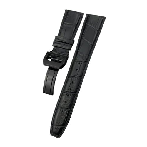 LMPVPDGADZ Lederarmband 20 mm 21 mm 22 mm, passend for IWC PORTUGIESER, passend for PORTOFINO, klassische Textur, schwarz-blaues Rindsleder-Uhrenarmband(Black Yellow,21mm) von LMPVPDGADZ