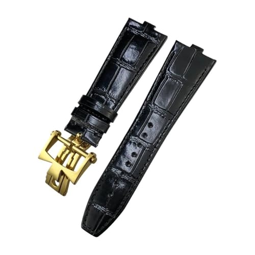 LMPVPDGADZ Lederarmband 24X7mm Passend for Vacheron Constantin 4300V 4500V 5500V Schnelle Demontage Uhrenarmband(Black-Gold) von LMPVPDGADZ