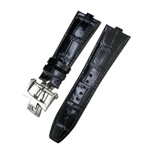 LMPVPDGADZ Lederarmband 24X7mm Passend for Vacheron Constantin 4300V 4500V 5500V Schnelle Demontage Uhrenarmband(Black-Silver) von LMPVPDGADZ