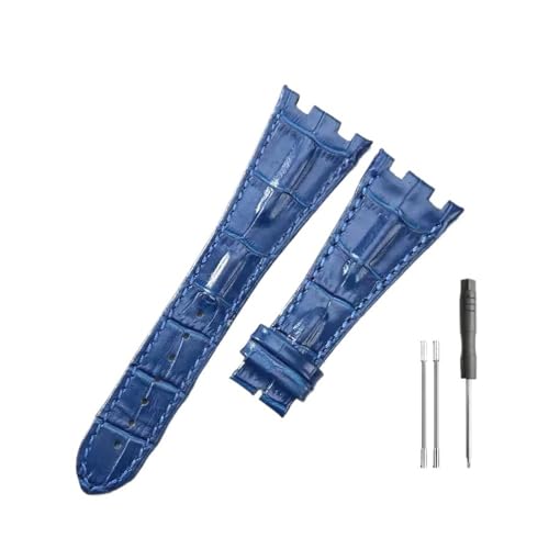 LMPVPDGADZ Lederuhrenarmbänder passend for Audemars und passend for Piguet Royal Oak 15710 26471 26474 28 mm mit Faltschließe(Blue-no buckle) von LMPVPDGADZ
