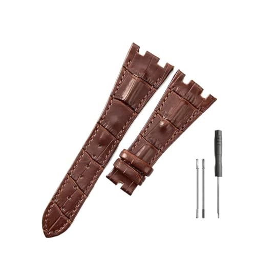 LMPVPDGADZ Lederuhrenarmbänder passend for Audemars und passend for Piguet Royal Oak 15710 26471 26474 28 mm mit Faltschließe(Brown-no buckle) von LMPVPDGADZ
