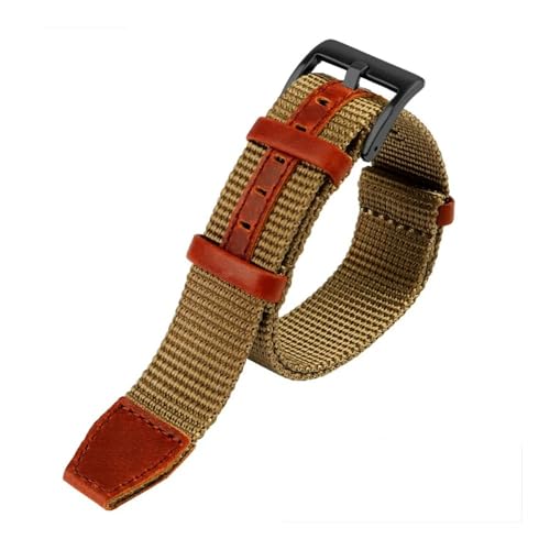 LMPVPDGADZ Nylon 20mm 22mm Armband Sicherheitsgurt Khaki Militär Sport Canvas Handgelenk Band Armband Fit for Hamilton/Fit for Rolex Uhrenarmband(Khaki bk,22mm) von LMPVPDGADZ