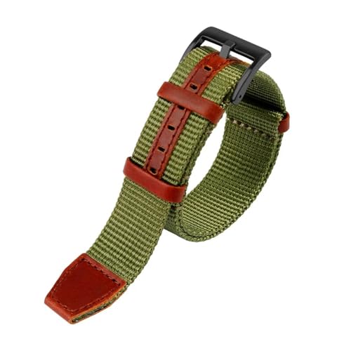 LMPVPDGADZ Nylon 20mm 22mm Armband Sicherheitsgurt Khaki Militär Sport Canvas Handgelenk Band Armband Fit for Hamilton/Fit for Rolex Uhrenarmband(Military green bk,22mm) von LMPVPDGADZ