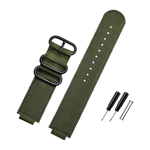 LMPVPDGADZ Nylon Canvas Armband 24 * 16mm Konvexe Schnittstelle Schwarz Armee Grün Blau Männer Armband Fit for Timex ADVENTURE T2N721 T2N720 TW2T76500(Army green-B pin) von LMPVPDGADZ