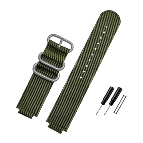 LMPVPDGADZ Nylon Canvas Armband 24 * 16mm Konvexe Schnittstelle Schwarz Armee Grün Blau Männer Armband Fit for Timex ADVENTURE T2N721 T2N720 TW2T76500(Army green-S pin) von LMPVPDGADZ