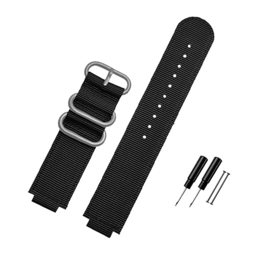 LMPVPDGADZ Nylon Canvas Armband 24 * 16mm Konvexe Schnittstelle Schwarz Armee Grün Blau Männer Armband Fit for Timex ADVENTURE T2N721 T2N720 TW2T76500(Black-S pin) von LMPVPDGADZ