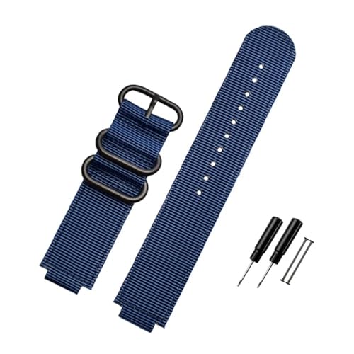 LMPVPDGADZ Nylon Canvas Armband 24 * 16mm Konvexe Schnittstelle Schwarz Armee Grün Blau Männer Armband Fit for Timex ADVENTURE T2N721 T2N720 TW2T76500(Blue-B pin) von LMPVPDGADZ