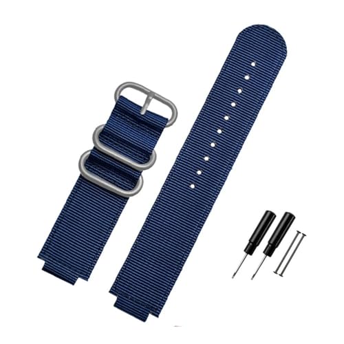 LMPVPDGADZ Nylon Canvas Armband 24 * 16mm Konvexe Schnittstelle Schwarz Armee Grün Blau Männer Armband Fit for Timex ADVENTURE T2N721 T2N720 TW2T76500(Blue-S pin) von LMPVPDGADZ