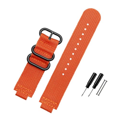 LMPVPDGADZ Nylon Canvas Armband 24 * 16mm Konvexe Schnittstelle Schwarz Armee Grün Blau Männer Armband Fit for Timex ADVENTURE T2N721 T2N720 TW2T76500(Orange-B pin) von LMPVPDGADZ