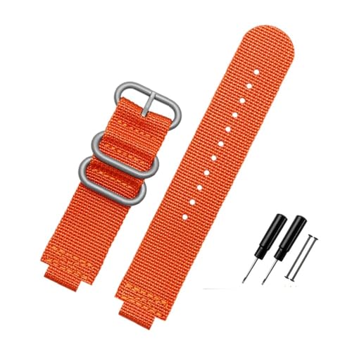 LMPVPDGADZ Nylon Canvas Armband 24 * 16mm Konvexe Schnittstelle Schwarz Armee Grün Blau Männer Armband Fit for Timex ADVENTURE T2N721 T2N720 TW2T76500(Orange-S pin) von LMPVPDGADZ
