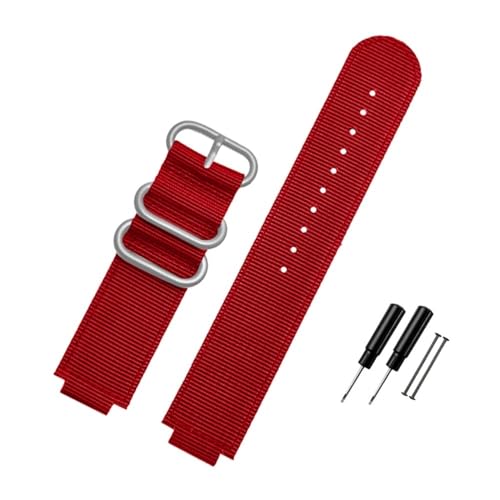 LMPVPDGADZ Nylon Canvas Armband 24 * 16mm Konvexe Schnittstelle Schwarz Armee Grün Blau Männer Armband Fit for Timex ADVENTURE T2N721 T2N720 TW2T76500(Red-S pin) von LMPVPDGADZ