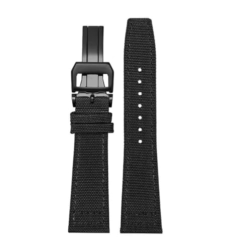 LMPVPDGADZ Nylon Canvas Armband Fit for IWC Fit for PILOT Fit for Portugal Stoff Uhrenarmband 20mm 21mm 22mm Armband Schwarz Armygreen Blau Handgelenkgürtel(Black black fold,22mm) von LMPVPDGADZ