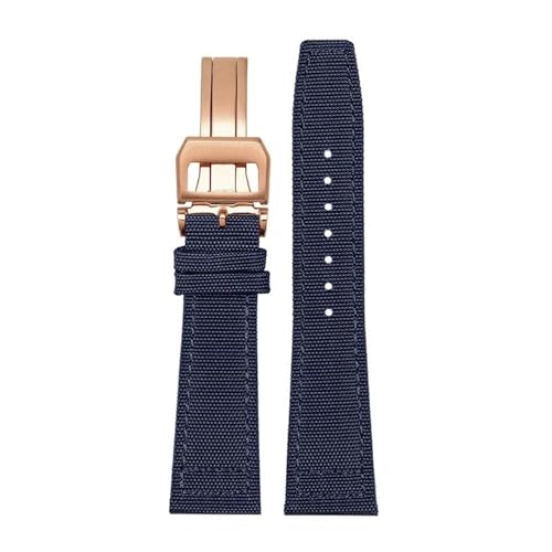 LMPVPDGADZ Nylon Canvas Armband Fit for IWC Fit for PILOT Fit for Portugal Stoff Uhrenarmband 20mm 21mm 22mm Armband Schwarz Armygreen Blau Handgelenkgürtel(Blue RG folding,21mm) von LMPVPDGADZ