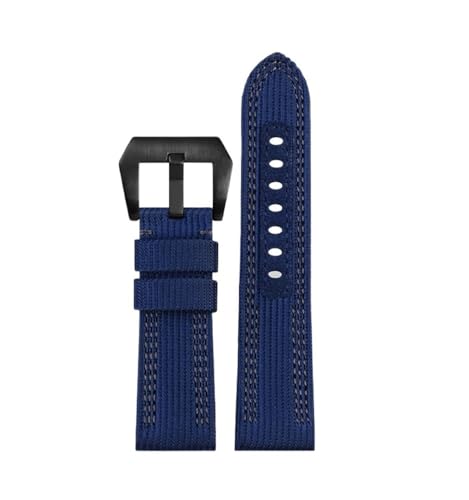 LMPVPDGADZ Nylon-Canvas-Uhrenarmband, passend for Panerai 00984 985 Sneaking 441 Series Uhrenarmband 24 mm 26 mm, passend for Herren-Zubehör-Armband(Blue gl bk,24mm) von LMPVPDGADZ