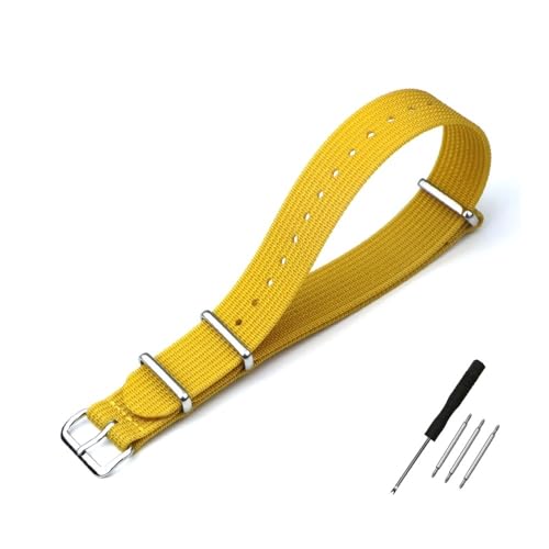 LMPVPDGADZ Nylon-Uhrenarmband, geripptes Armband, 18 mm, 19 mm, 20 mm, 22 mm, passend for den Ersatz von militärischem ballistischem Stoff, Premium-Uhrenarmband-Zubehör(MUSTARD YELLOW,19mm) von LMPVPDGADZ