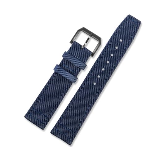 LMPVPDGADZ Nylonband passend for IWC Portugieser Pilot Serie 20mm 21mm 22mm Armbanduhren Band Canvas Armband Schwarz Blau Grün(Blue bk,20mm) von LMPVPDGADZ