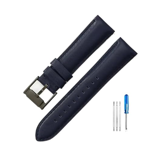 LMPVPDGADZ Passend for Fossil Fs4990 Fs4735 Me3099 Me3052 Fs4813 Q Intelligent Series Leder geruchlos Uhrenarmbänder 22 24 mm(Dark Blue-Black-K8,24mm) von LMPVPDGADZ