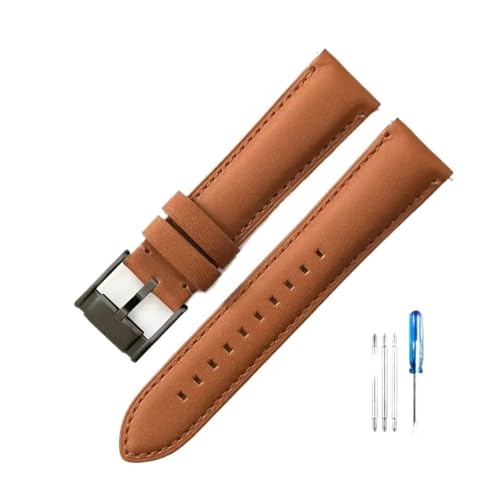LMPVPDGADZ Passend for Fossil Fs4990 Fs4735 Me3099 Me3052 Fs4813 Q Intelligent Series Leder geruchlos Uhrenarmbänder 22 24 mm(Light Brown-Black-K8,22mm) von LMPVPDGADZ