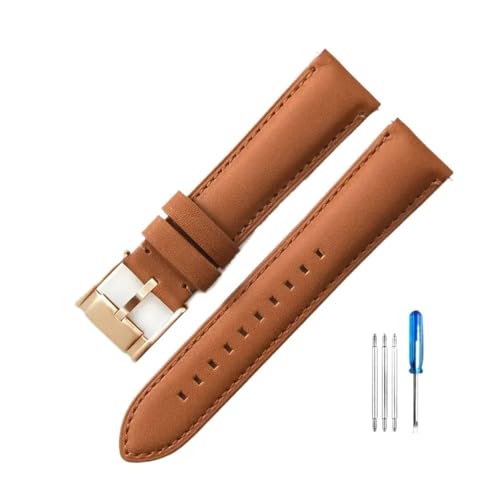 LMPVPDGADZ Passend for Fossil Fs4990 Fs4735 Me3099 Me3052 Fs4813 Q Intelligent Series Leder geruchlos Uhrenarmbänder 22 24 mm(Light Brown-Rose-K8,22mm) von LMPVPDGADZ