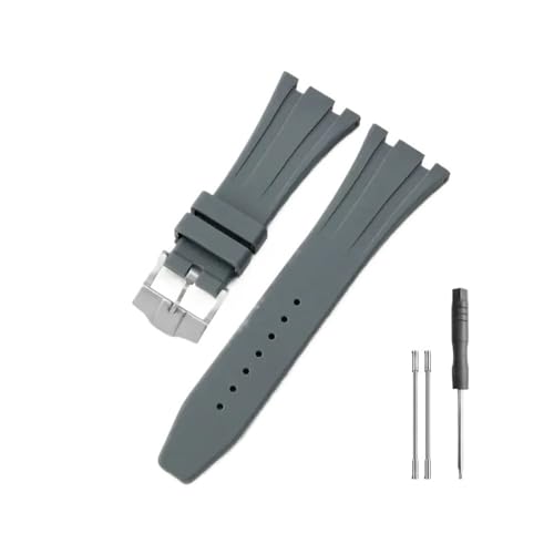 LMPVPDGADZ Passend for Seiko Gummi-Silikon-Uhrenarmband, passend for Ap Royal Oak 15400/26331/15500 in Orange, Grün und Blau, 27 mm Uhrenarmbänder(Gray-Steel-K13) von LMPVPDGADZ