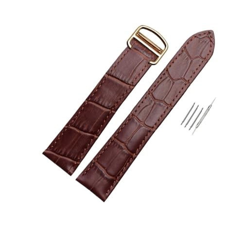 LMPVPDGADZ Schwarzbraunes Lederarmband mit Faltschließe, passend for Tank 16 17 18 20 22 23 24 25 mm Riemen(Brown gold,25mm) von LMPVPDGADZ