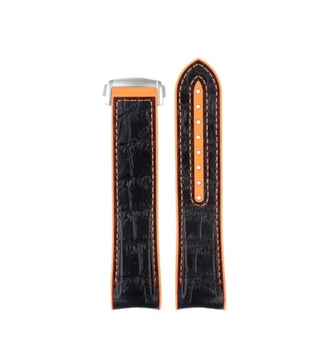 LMPVPDGADZ Silikon-Uhrenarmband passend for Omega Fit for Seamaster 600 Quarter Orange Sport-Gummi-Uhrenarmband 21 mm 22 mm weicher Gürtel for Männer(Cowhide A SK,22mm) von LMPVPDGADZ