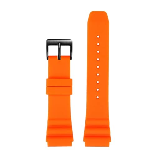 LMPVPDGADZ Silikonkautschuk-Uhrenarmband 20 22 mm Hi-Q Soft Schwarz Blau Orange Rot Herrenarmband Armband passend for CASIO MDV-106 MTP-VD01(Orange-B pin,22mm) von LMPVPDGADZ