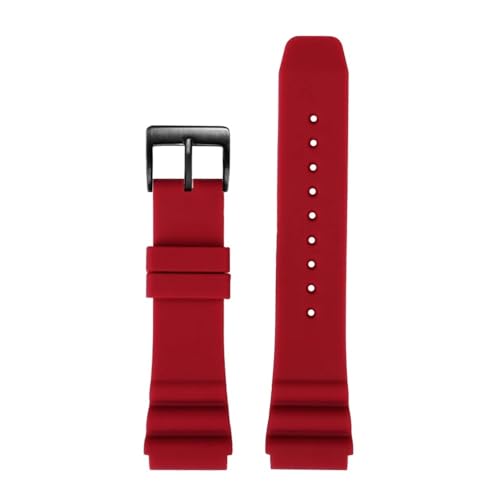 LMPVPDGADZ Silikonkautschuk-Uhrenarmband 20 22 mm Hi-Q Soft Schwarz Blau Orange Rot Herrenarmband Armband passend for CASIO MDV-106 MTP-VD01(Red-B pin,22mm) von LMPVPDGADZ