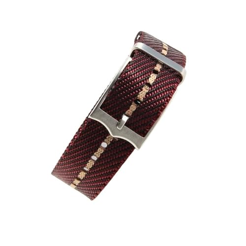 LMPVPDGADZ Strapazierfähige Nylon-Uhrenarmbänder, passend for Tudor Biwan-Serie, kleine rote Blume, passend for Omega, passend for Rolex, Canvas-Jacquard-Strickuhr-Zubehör, 20–22 mm(Red golden-Steel,2 von LMPVPDGADZ