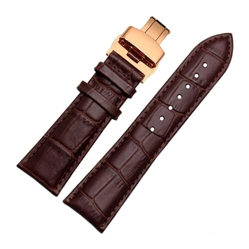 LMPVPDGADZ Uhrenarmband 23mm 24mm 26mm 28mm Große Breite Schwarz Braun Herren Lederarmband Armbänder(Brown-rosegold,26mm) von LMPVPDGADZ