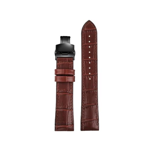 LMPVPDGADZ Uhrenarmband aus Leder mit Silikonkautschuk-Unterseite, 19, 20, 21, 22 mm, universelles Armband for Herren und Damen in Schwarz, Braun, Dunkelblau(Brown-Black,22mm) von LMPVPDGADZ
