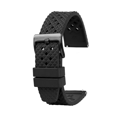 LMPVPDGADZ 4-Farben-Armband, 22 mm, 20 mm, Fluorkautschuk-Armband, Sport-Taucherarmband, Ersatz for O-Mega, Fit for Rox, Fit for S-Eiko, Fit for C-iTizen(BlackXblack clasp,20mm) von LMPVPDGADZ