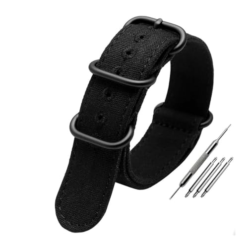LMPVPDGADZ Verdicktes Nylon-Canvas-Uhrenarmband, ausgestattet mit Sith-Fünf-Ring-schwarzer Schnalle, Stahl-Universalarmband, Ersatzband, passend for Omega-Naht(Black bk,26mm) von LMPVPDGADZ