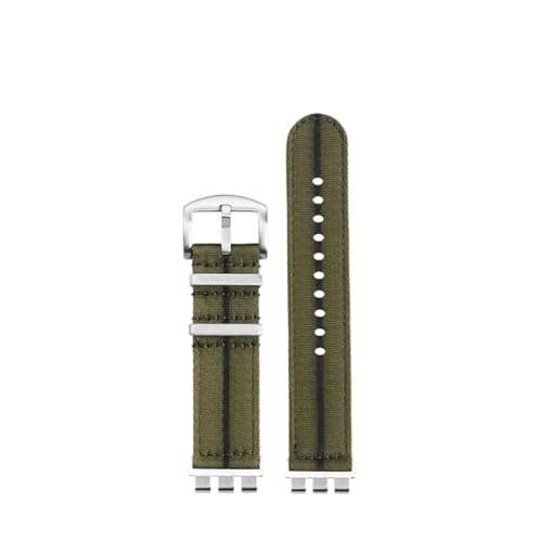 LMPVPDGADZ Weiches Nylon-Armband, passend for Swatch 21 m, atmungsaktives Uhrenarmband, Sport-Ersatz-Handgelenk-Armband, for Männer und Frauen, Metall-Adapter-Zubehör(A10 green black sk) von LMPVPDGADZ